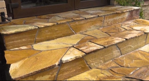 Плитняк златолит жёлтый золотистый для отмостки купить в Туле